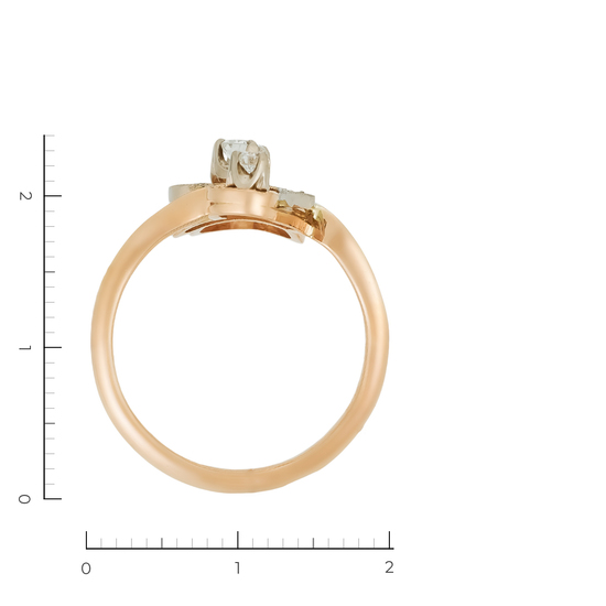 Кольцо из комбинированного золота 585 пробы c 9 бриллиантами, Л35062918 за 54320