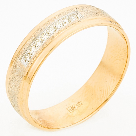 Кольцо из комбинированного золота 585 пробы c 8 бриллиантами, Л41061415 за 14940