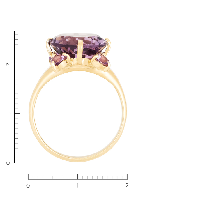 Кольцо из золота 585 пробы c 5 аметистами