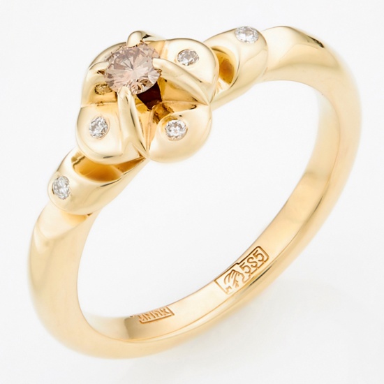 Кольцо из желтого золота 585 пробы c 7 бриллиантами, Л16139737 за 18750
