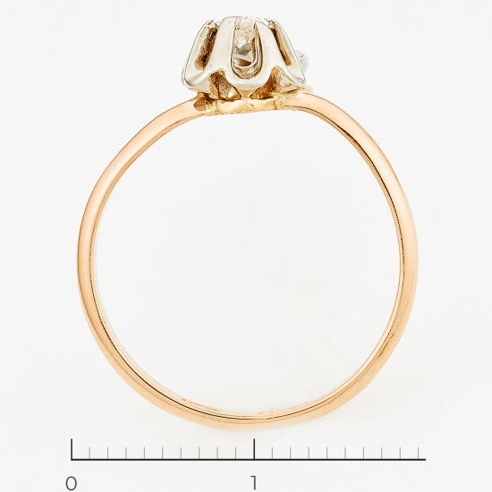 Кольцо из комбинированного золота 583 пробы c 2 бриллиантами, Л75010596 за 10150