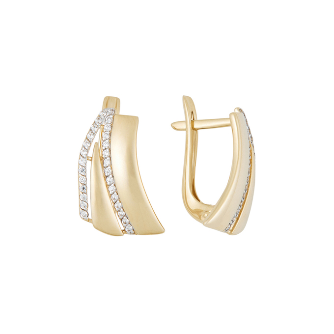 Серьги из золота 585 пробы c фианитами