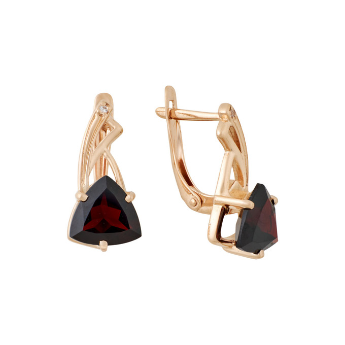 Серьги из золота 585 пробы с гранатами и фианитами, Ц О007 5998 за 41000