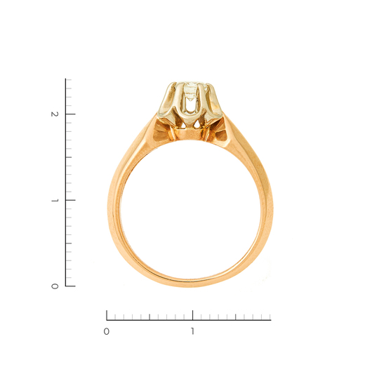 Кольцо из комбинированного золота 585 пробы c 1 бриллиантом, Л64000479 за 54530