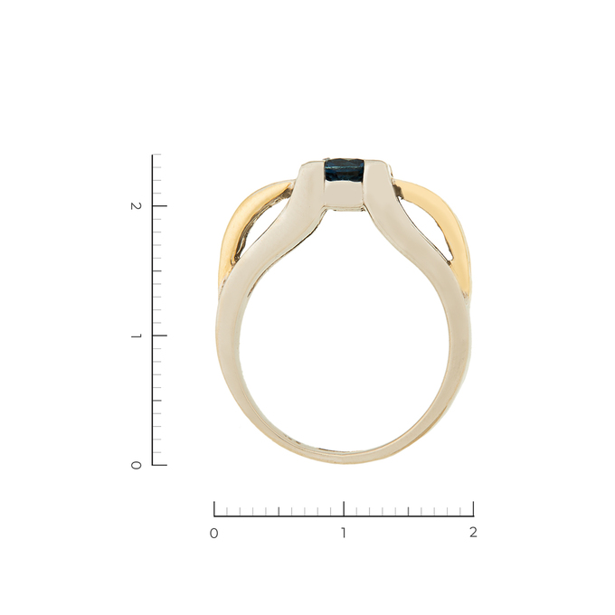 Кольцо из комбинированного золота 585 пробы c 10 бриллиантами и 1 дифф. сапфиром, Л 2809 5342 за 60000