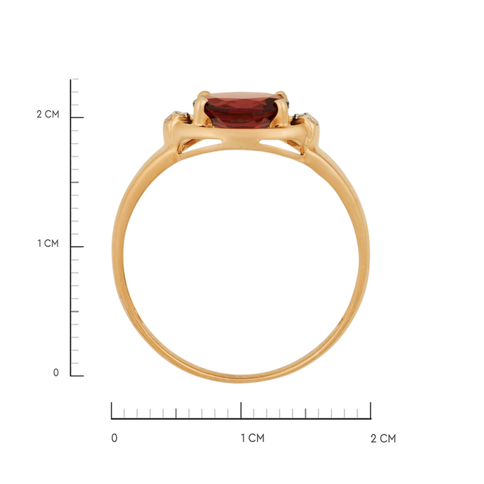 Кольцо из золота 585 пробы c гранатом и фианитами, Л 1208 6457 за 20800