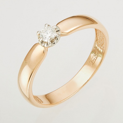 Кольцо из комбинированного золота 585 пробы c 1 бриллиантом Л48055089 фото 1