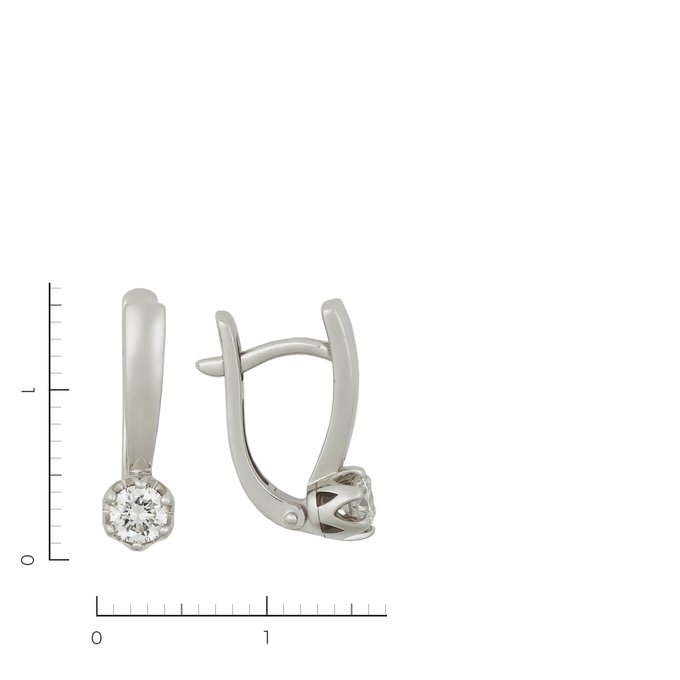 Серьги из золота 585 пробы c 2 бриллиантами