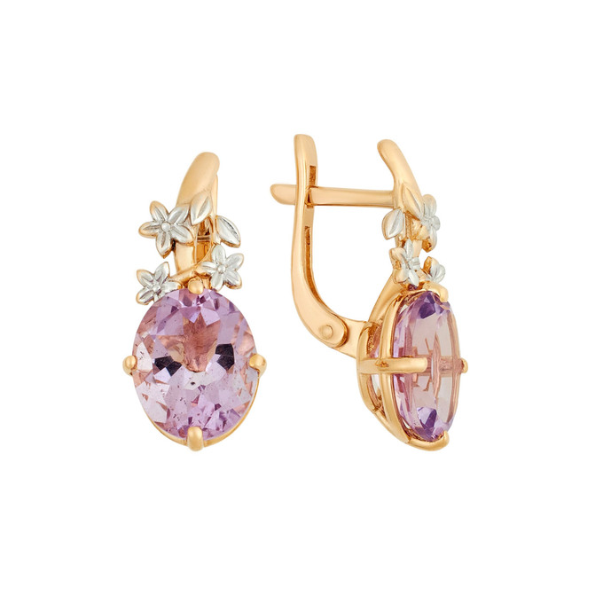 Серьги из золота 585 пробы с аметистами, Л 3706 9110 за 43200