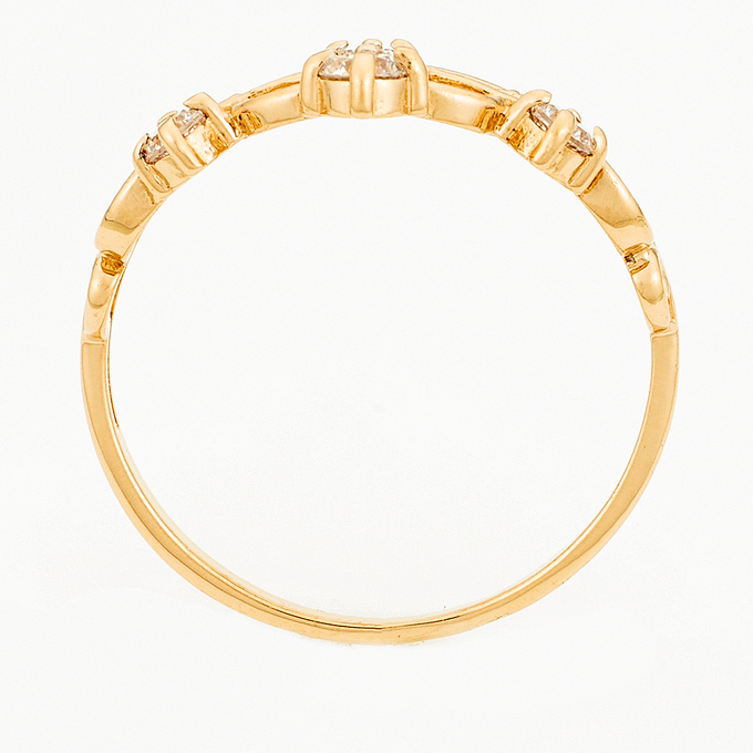 Кольцо из красного золота 585 пробы c фианитами