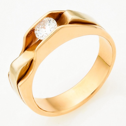 Кольцо из комбинированного золота 585 пробы c 1 бриллиантом Л09088235 фото 1
