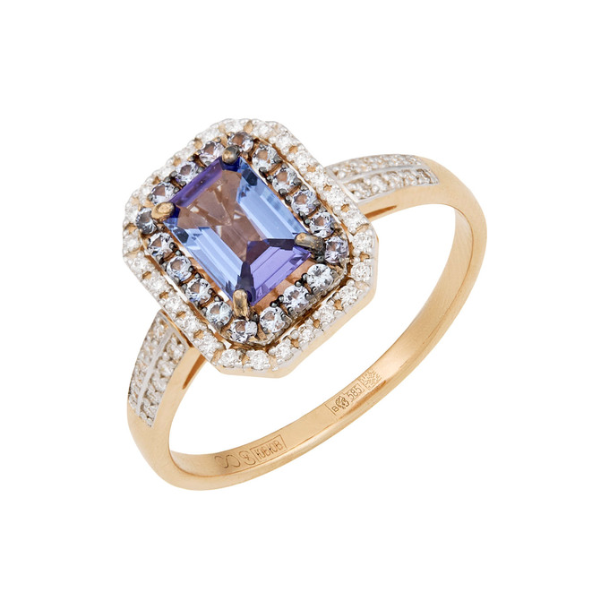 Кольцо из золота 585 пробы c танзанитами и бриллиантами, Л 6002 5522 за 67000