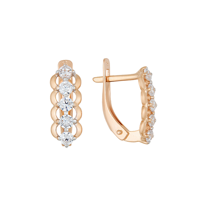 Серьги из золота 585 пробы c фианитами