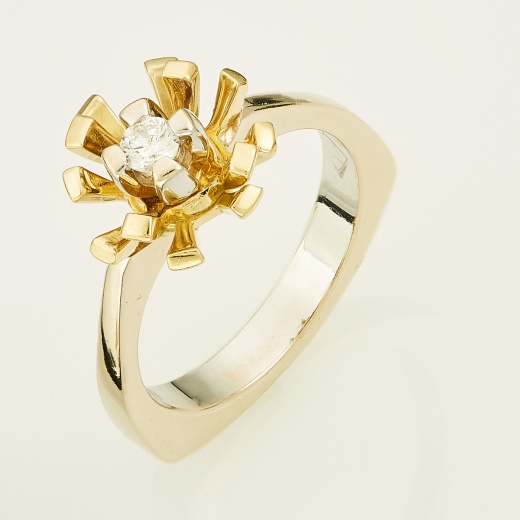 Кольцо из комбинированного золота 750 пробы c 1 бриллиантом Л45048080 фото 1