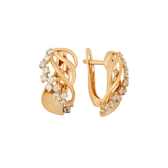 Серьги из золота 585 пробы c фианитами, Ц О007 1772 за 31520