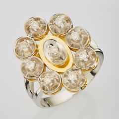Кольцо из комбинированного золота 585 пробы c 9 бриллиантами, 133863 за 53 830 ₽