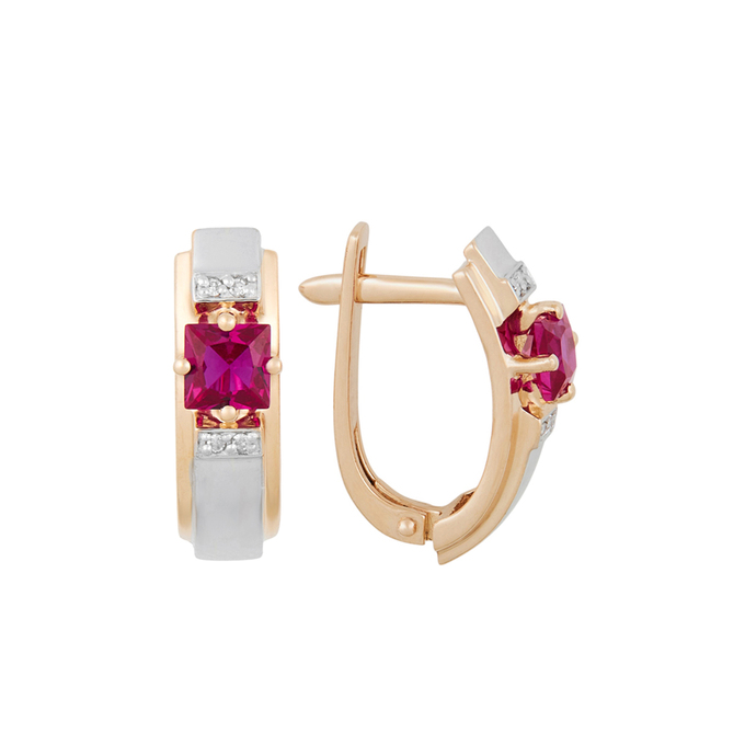 Серьги из золота 585 пробы c бриллиантами и корундами, К 0000 3159 за 35800