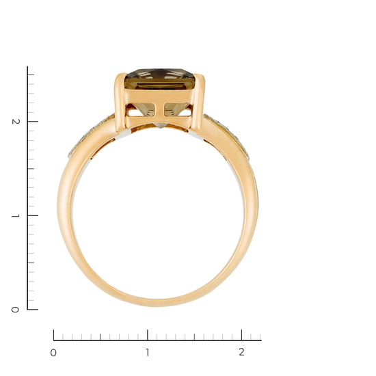 Кольцо из комбинированного золота 585 пробы c 16 бриллиантами и 1 раухтопазом, Л47092944 за 52720