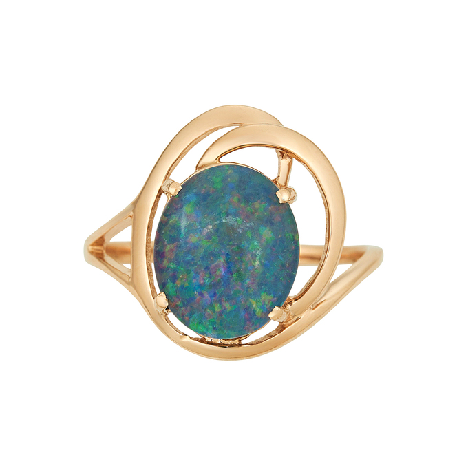 Кольцо из золота 585 пробы c дуплетами, опалом и кварцем, Л 4807 4926 за 32400