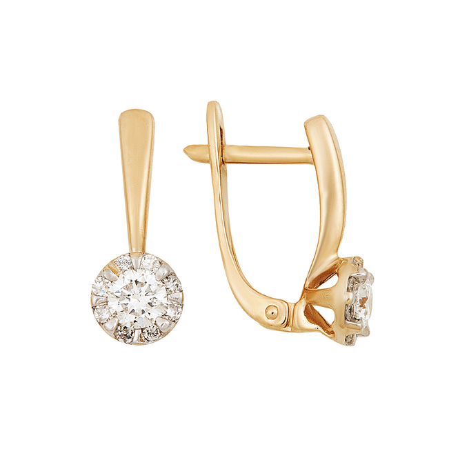 Серьги из золота 585 пробы c бриллиантами, Л 2415 2861 за 74900