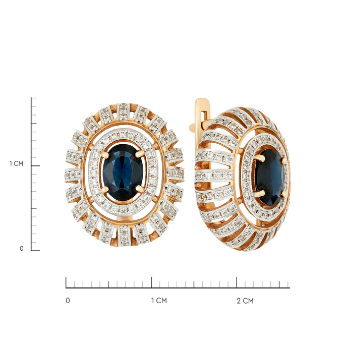 Серьги из золота 585 пробы с сапфирами и бриллиантами, Ц О007 3861 за 122000