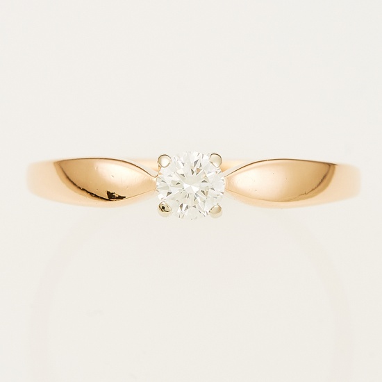 Кольцо из комбинированного золота 585 пробы c 1 бриллиантом, Л75001337 за 19400