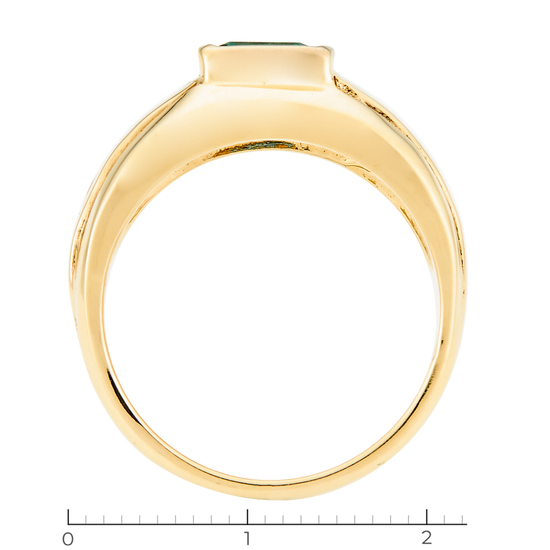 Кольцо из желтого золота 585 пробы c 10 бриллиантами и 1 изумрудом, Л46082374 за 127000