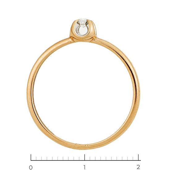 Кольцо из комбинированного золота 585 пробы c 1 бриллиантом, Л37057285 за 8750