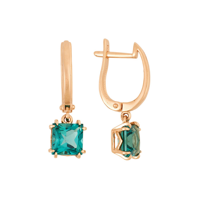 Серьги из золота 585 пробы с синтетическими камнями, Ц О007 5692 за 30300