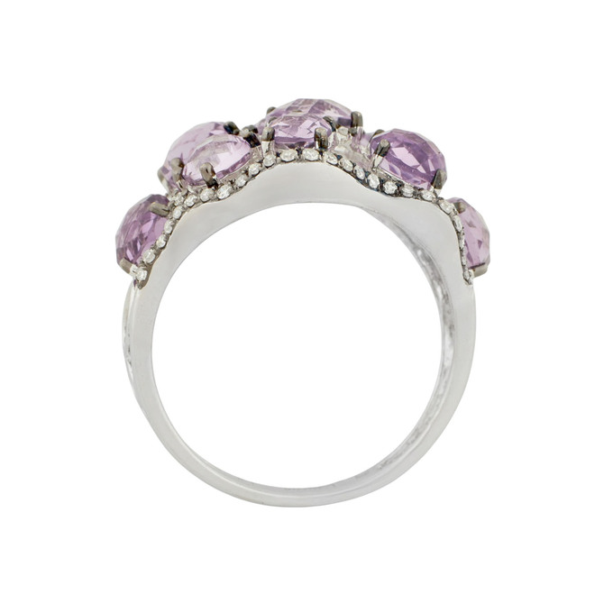 Кольцо из золота 585 пробы c аметистами и бриллиантами