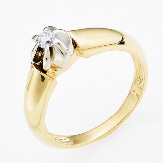 Кольцо из комбинированного золота 750 пробы c 1 бриллиантом, Л23146411 за 19560