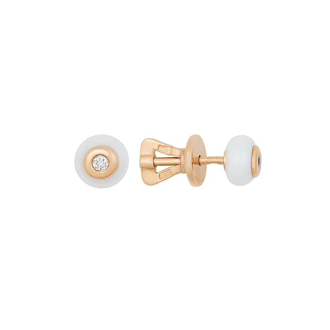 Серьги из золота 585 пробы c бриллиантами и керамикой, К 0000 5190 за 46000