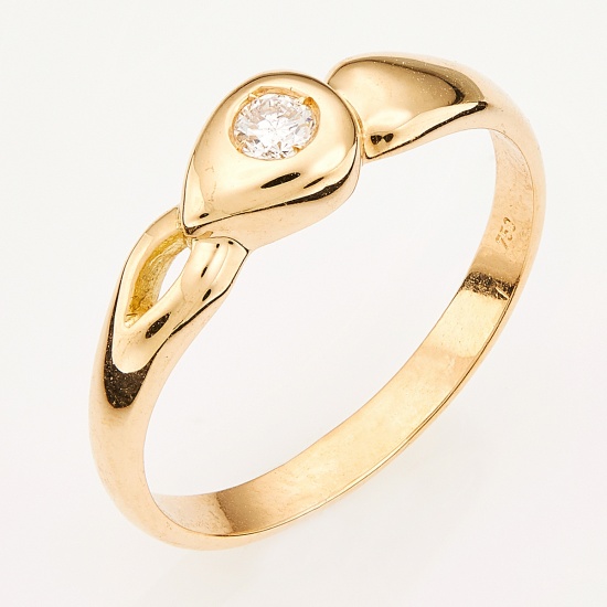 Кольцо из желтого золота 750 пробы c 1 бриллиантом, Л35052625 за 17450