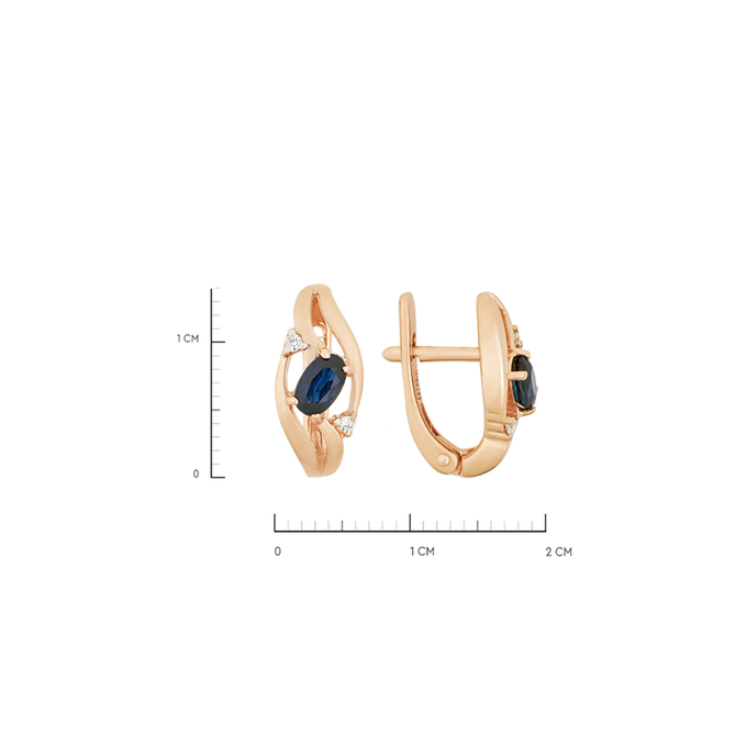 Серьги из золота 585 пробы c сапфирами и бриллиантами, К 0000 3948 за 49900
