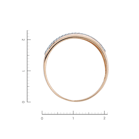 Кольцо из красного золота 585 пробы c фианитами, Л52072889 за 15280