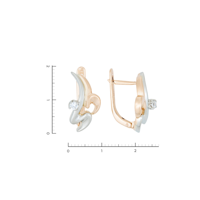 Серьги из золота 585 пробы c 2 фианитами, Л 4709 9005 за 34930