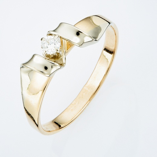 Кольцо из комбинированного золота 585 пробы c 1 бриллиантом Л47068443 фото 1