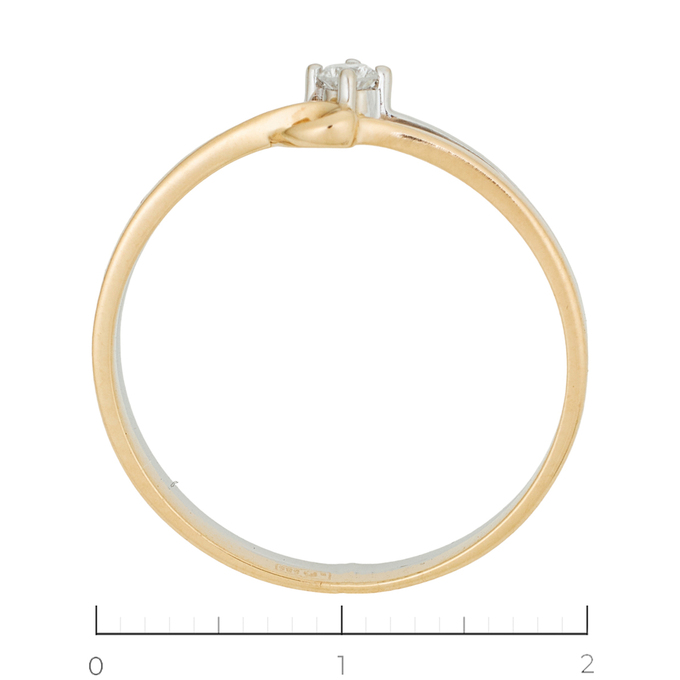 Кольцо из комбинированного золота 585 пробы c 1 бриллиантом, Л 2009 8983 за 14700