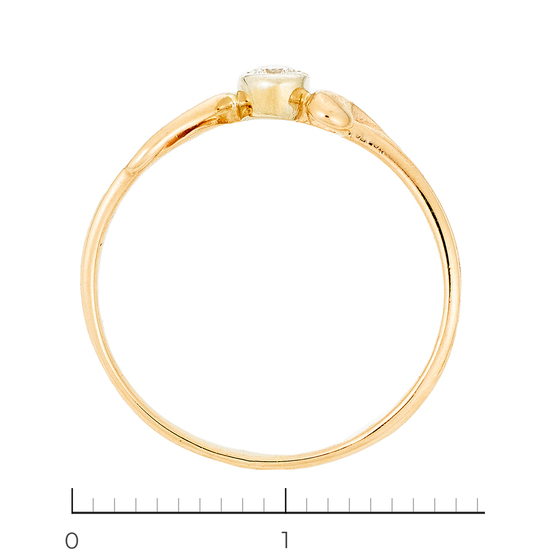 Кольцо из красного золота 585 пробы c 1 бриллиантом, Л49030669 за 11340
