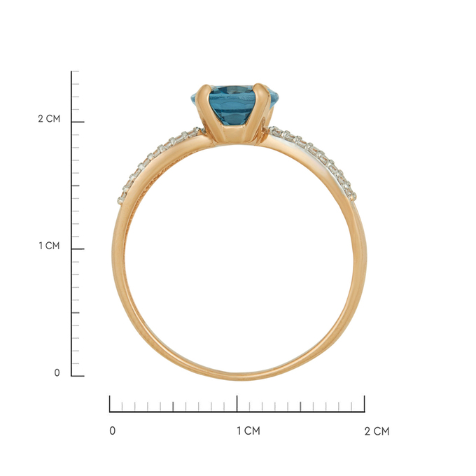 Кольцо из золота 585 пробы c топазом и фианитами, Л 7303 4179 за 18620