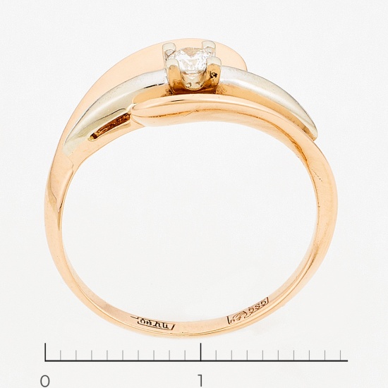 Кольцо из комбинированного золота 585 пробы c 1 бриллиантом, Л75013097 за 14750