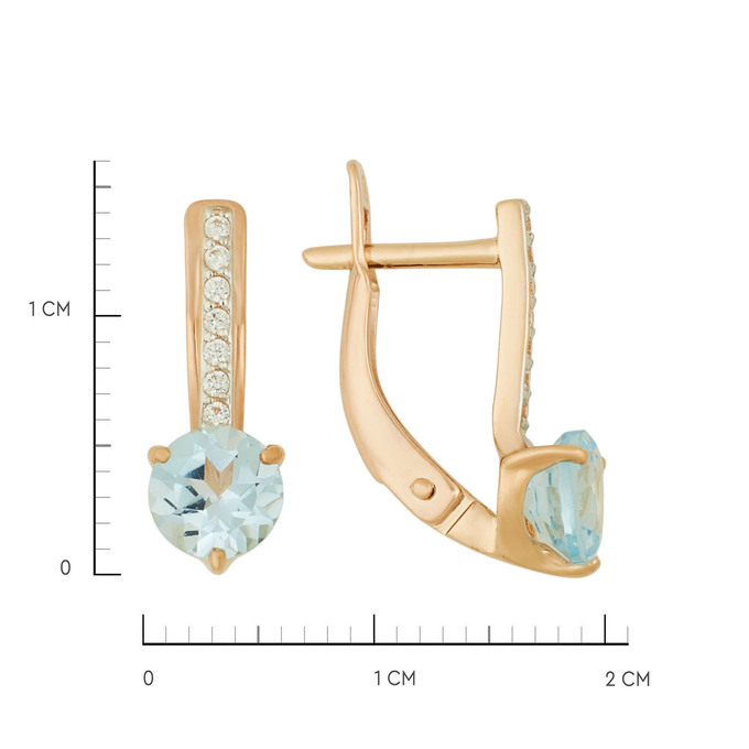 Серьги из золота 585 пробы c топазами и фианитами, Ц О007 2245 за 18720