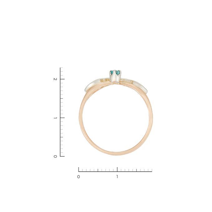 Кольцо из золота 585 пробы c 1 изумрудом и 4 бриллиантами, Л 1809 9591 за 17430
