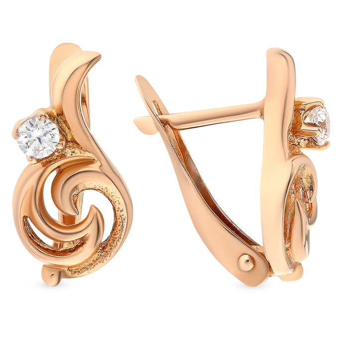 Серьги из золота 585 пробы c фианитами