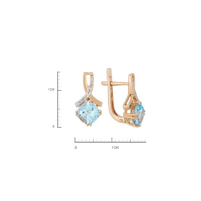 Серьги из золота 585 пробы c топазами и бриллиантами, Л 6102 8055 за 27920