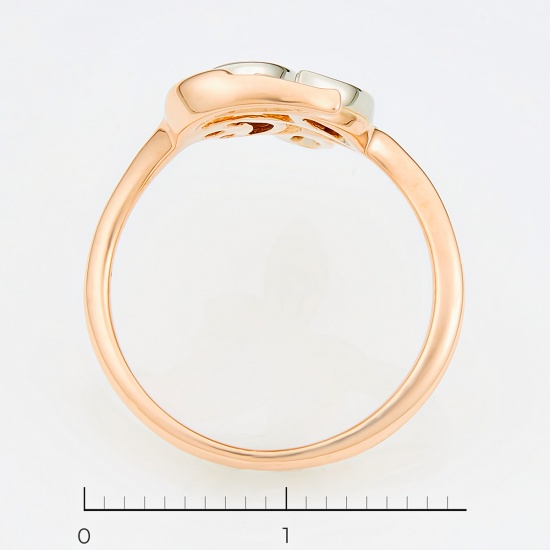 Кольцо из комбинированного золота 585 пробы c 3 бриллиантами, Л11141091 за 15750