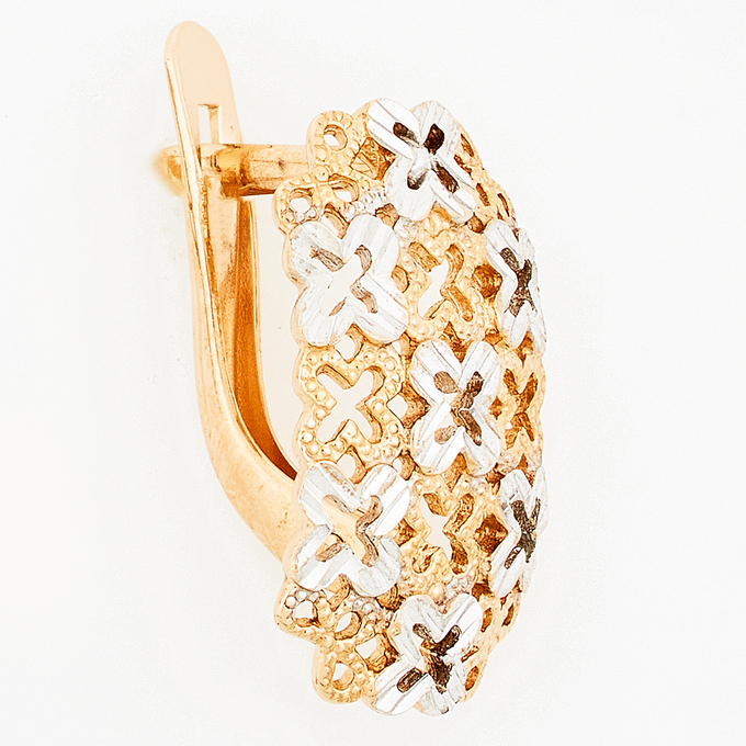 Серьги из комбинированного золота 585 пробы