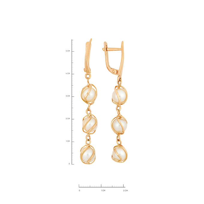 Серьги из золота 585 пробы с культивированным жемчугом, Л 3911 6552 за 59200