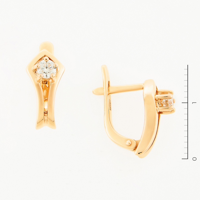 Серьги из красного золота 585 пробы c 2 бриллиантами