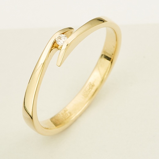 Кольцо из желтого золота 585 пробы c 1 бриллиантом Л41051516 фото 1
